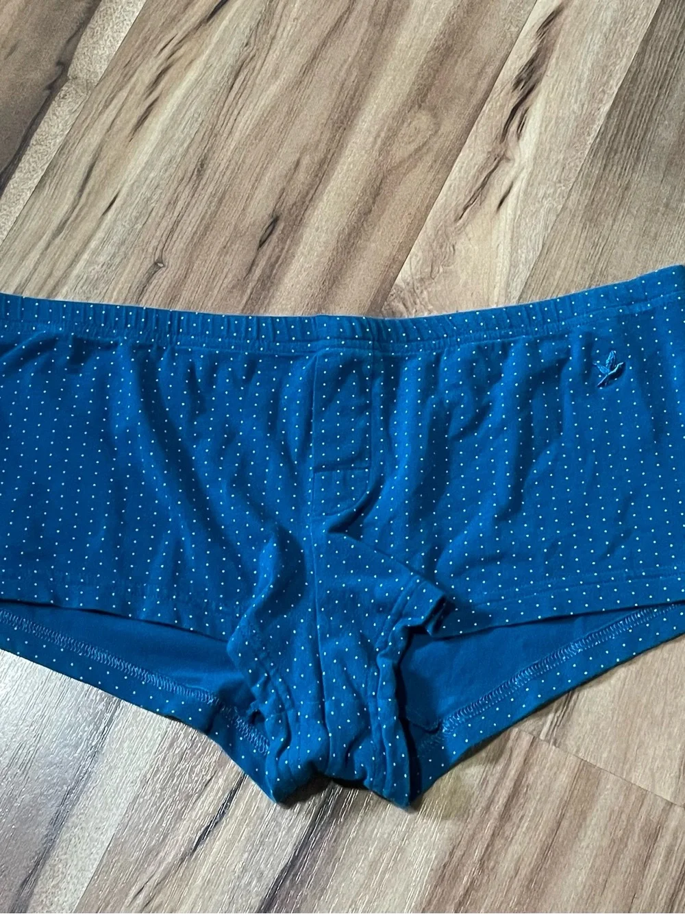 Y2K 00s Aerie Blue Pindot Pajama Set Tank Top & Boyshorts Size L/XL - Picture 7 of 10
